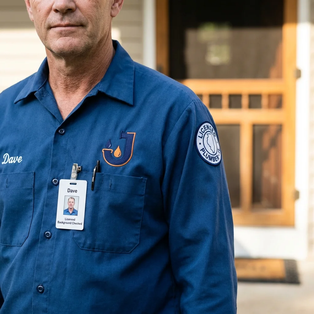 Licensed plumber showing ID badge in Zephyrhills, FL