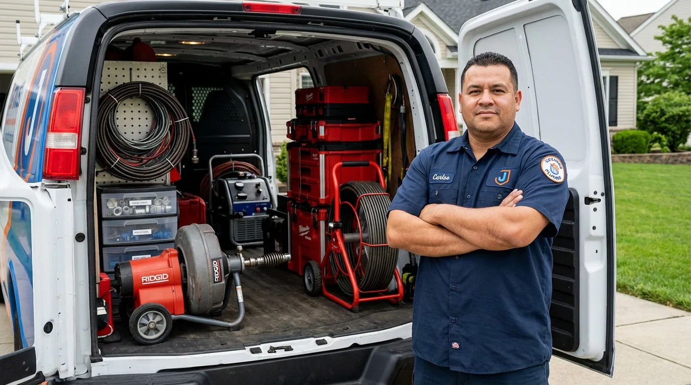 Professional drain cleaning equipment and Johns Plumbing LLC plumber in Zephyrhills