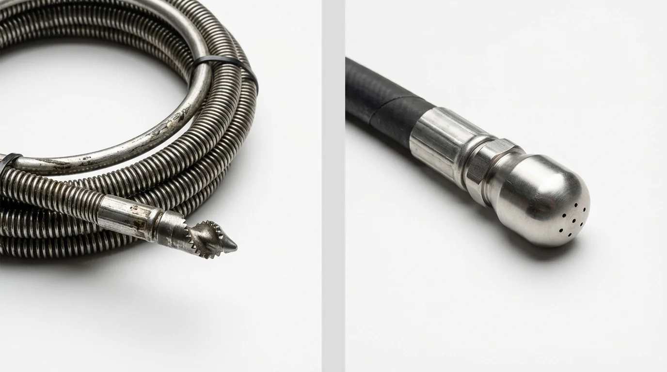 Drain snake cable and hydro jetting nozzle used for drain cleaning in Zephyrhills, FL