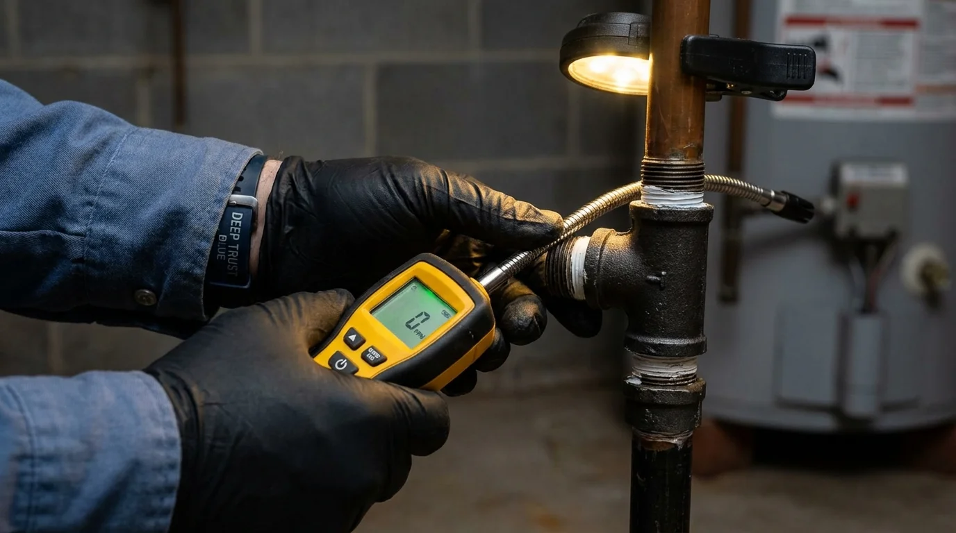 Gas leak detection with electronic sniffer by Johns Plumbing LLC in Zephyrhills