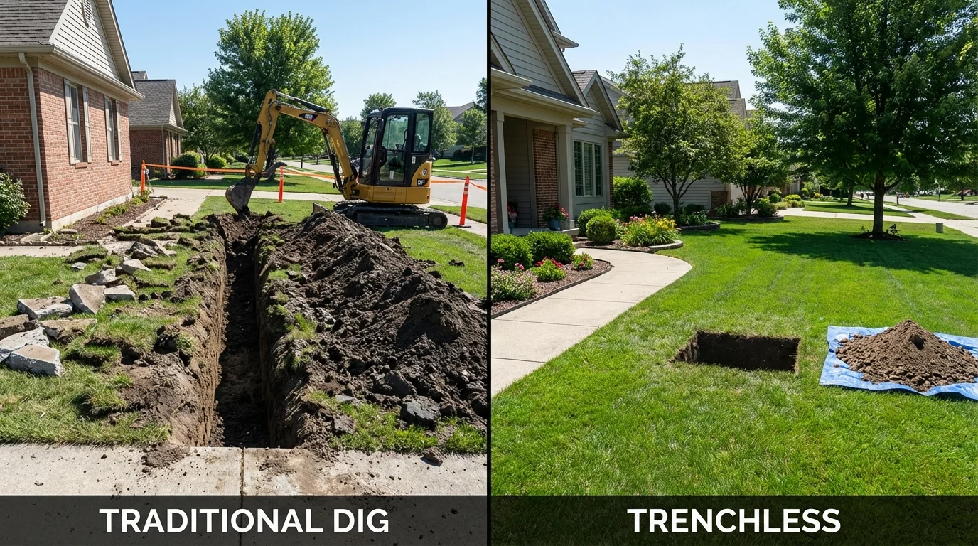 Trenchless sewer repair with minimal yard damage versus traditional excavation in Zephyrhills, FL